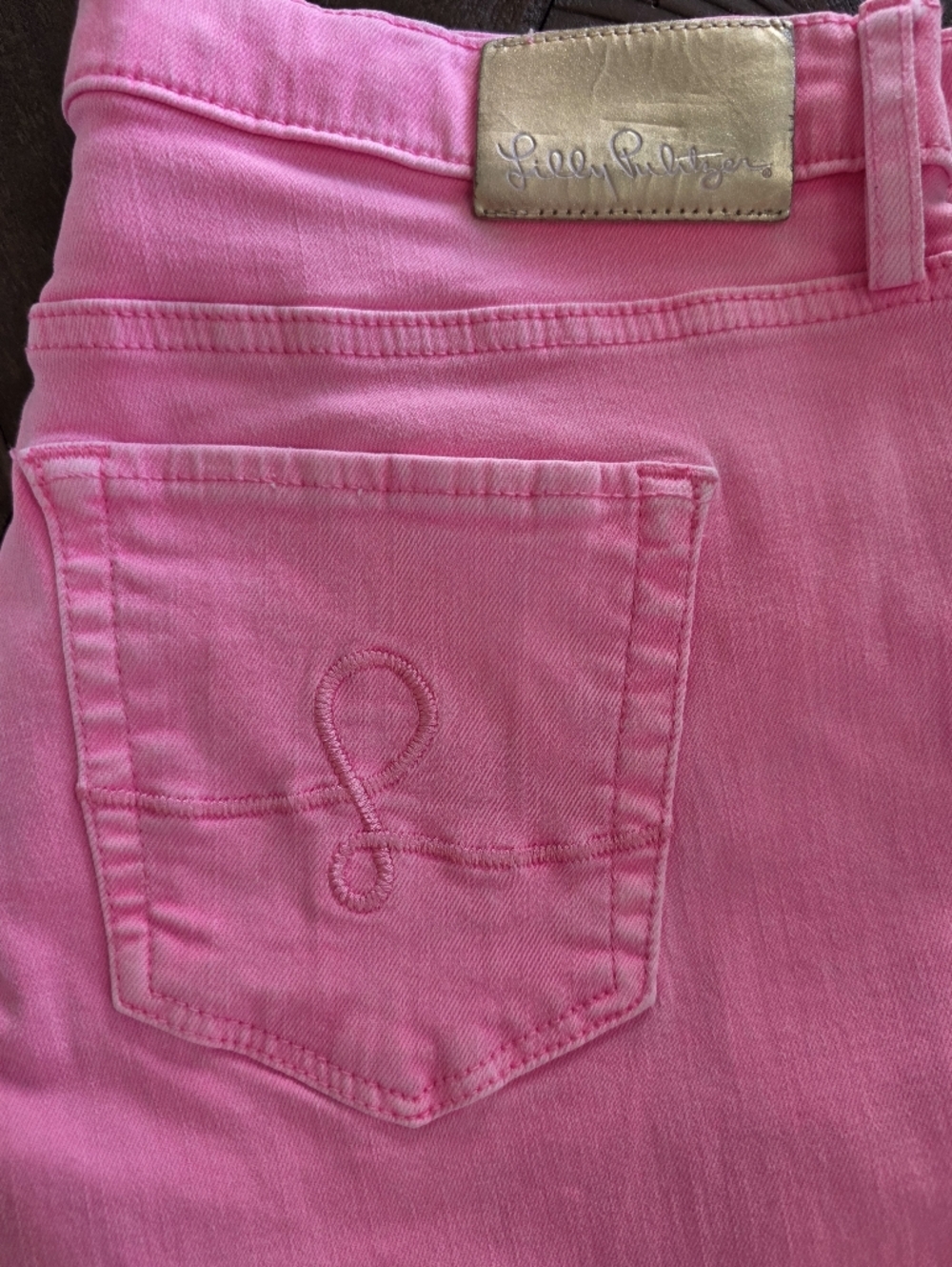 Lilly Pulitzer Worth Straight Leg Jeans Size 8 Pink & Green Frayed Hem Bundle(2) - Picture 3 of 15